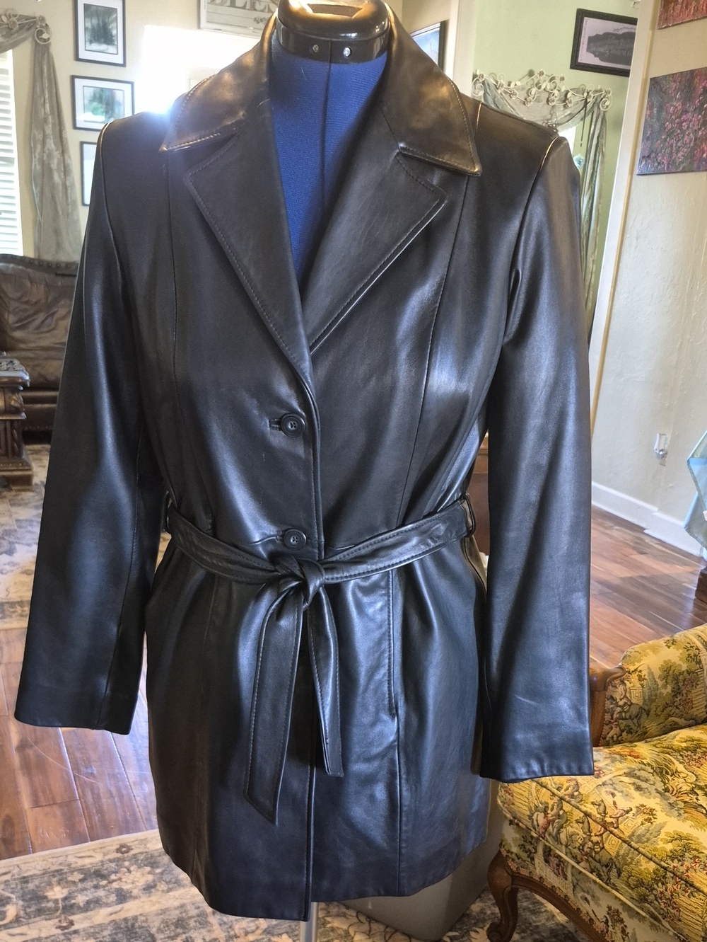 Preston & York Belted lambskin leather jacket. Soft & supple Jacket Brown Sz S.